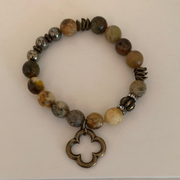 Hand Crafted Jewelry - Inspire Designs Chunky Multi Color Stone Bracelet (Brown & Gray)